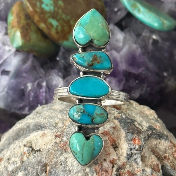 Sold ❤️ Turquoise 🩵 long sterling silver ring - Picture 2 of 8